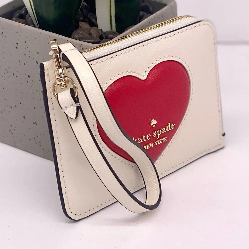 Kate Spade Madison Puffy Heart Small Card Holder Wristlet Wallet